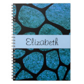 Blauwe Giraffe, Blauwe Glitter, Oerwoud, Jouw naam Notitieboek (Voorkant)