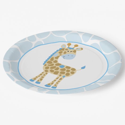 Blauwe Giraffe Borden Papieren Bordje (Gekanteld)