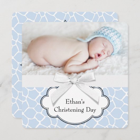 Blauwe Giraffe doop Kaart (Voorkant / Achterkant)