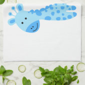 Blauwe Giraffe eerste verjaardag Theedoek (Gevouwen)