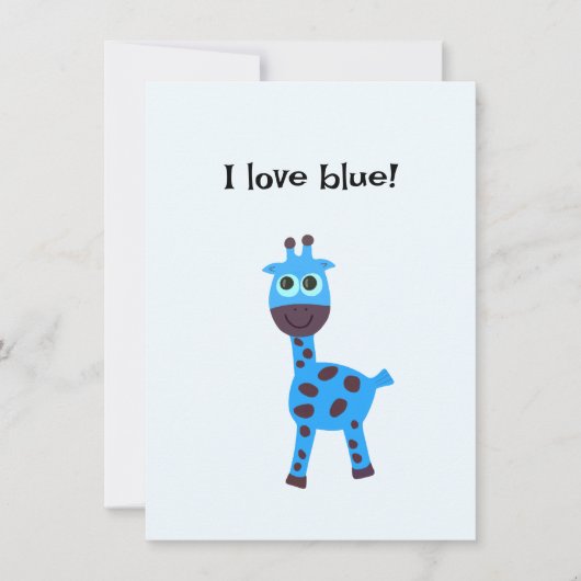 Blauwe giraffe feestdagenkaart (Voorkant)