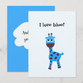 Blauwe giraffe feestdagenkaart (Voorkant / Achterkant)