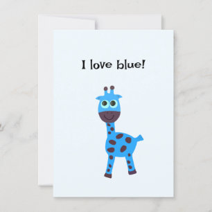 Blauwe giraffe feestdagenkaart
