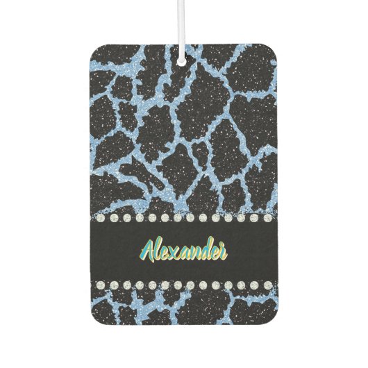 Blauwe giraffe-pattereerde dierenprint luchtverfrisser (Voorkant)