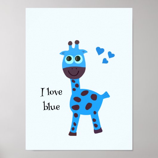 Blauwe giraffe poster (Voorkant)