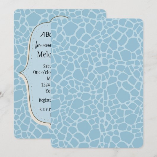 Blauwe Giraffe Print Baby shower Kaart (Voorkant / Achterkant)