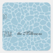 Blauwe Giraffe Print Gift Label (Voorkant)
