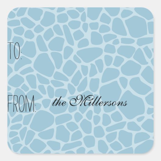 Blauwe Giraffe Print Gift Label (Voorkant)