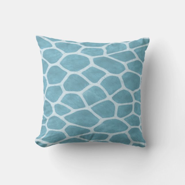 Blauwe Giraffe Print Kussen (Voorkant)