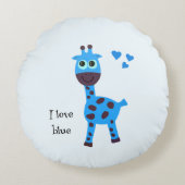 Blauwe giraffe rond kussen (Voorkant)