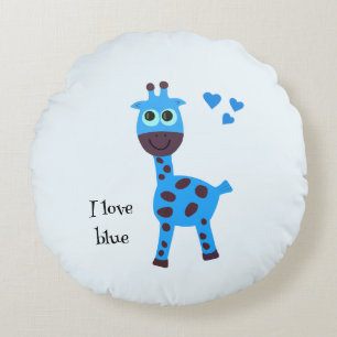 Blauwe giraffe rond kussen
