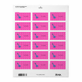 Blauwe giraffe roze harten etiket (Full Sheet)