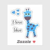 Blauwe giraffe sticker (Vel)