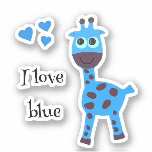 Blauwe giraffe sticker (Voorkant)