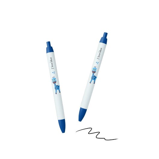 Blauwe giraffe zwarte inkt pen