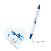 Blauwe giraffe zwarte inkt pen