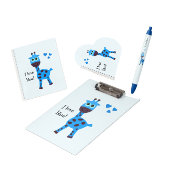Blauwe giraffe zwarte inkt pen