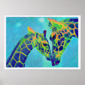 blauwe giraffen poster (Voorkant)