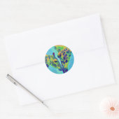 blauwe giraffen ronde sticker (Envelop)