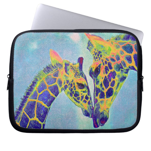 blauwe girakelaptop laptop sleeve (Voorkant)