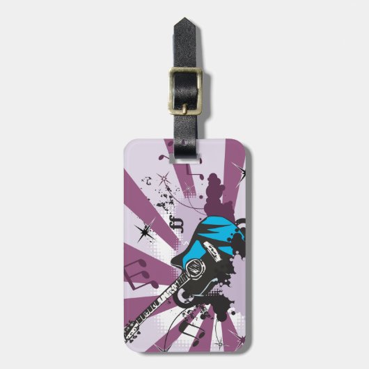 Blauwe gitaar bagagelabel (Voorkant verticaal)