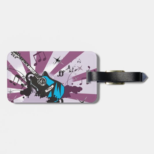 Blauwe gitaar bagagelabel (Achterkant horizontaal)