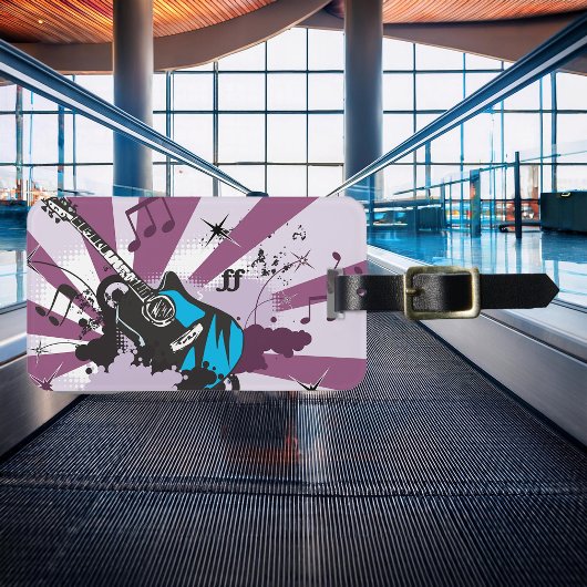 Blauwe gitaar bagagelabel