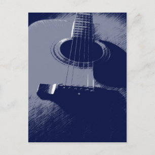 Blauwe gitaar briefkaart