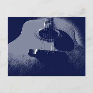 Blauwe gitaar briefkaart
