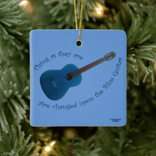 Blauwe gitaar keramisch ornament (Boom)