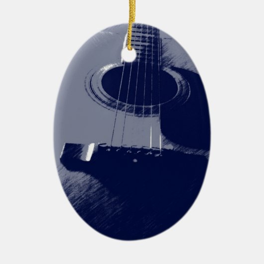 Blauwe gitaar keramisch ornament (Voorkant)