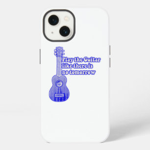 blauwe gitaar met inspirerend woorden iPhone 13 hoesje