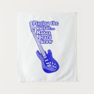 blauwe gitaar met motivatie woorden wandkleed