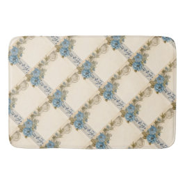 Blauwe Gitaar Muziek Noten Bloemen Badmat