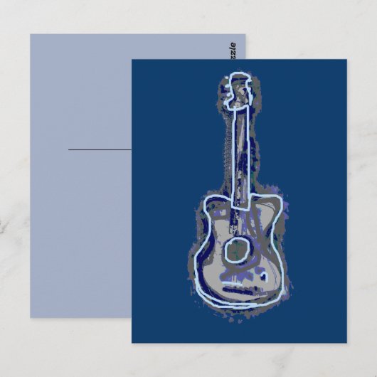 Blauwe gitaar Muziekinstrument Briefkaart (Voorkant / Achterkant)