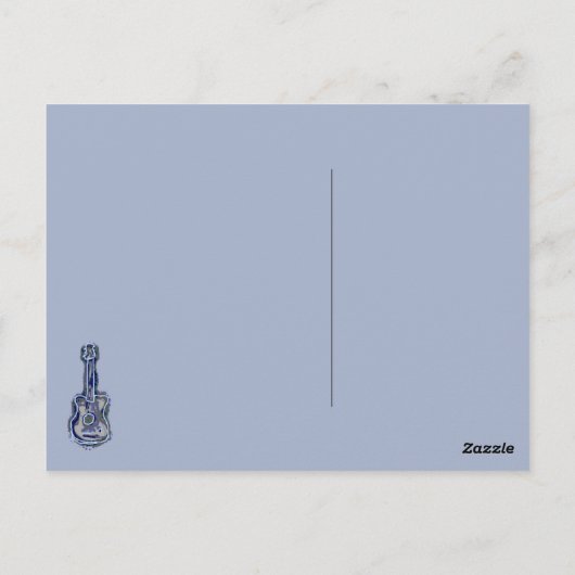 Blauwe gitaar Muziekinstrument Briefkaart (Achterkant)