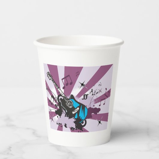Blauwe gitaar papieren bekers (Voorkant)