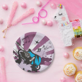 Blauwe gitaar papieren bordje (Feest)