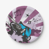 Blauwe gitaar papieren bordje (Voorkant)