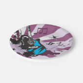 Blauwe gitaar papieren bordje (Gekanteld)