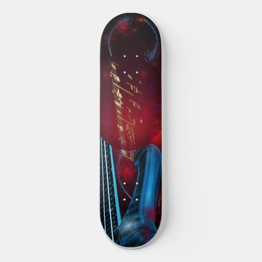 Blauwe gitaar persoonlijk skateboard (Voorkant)