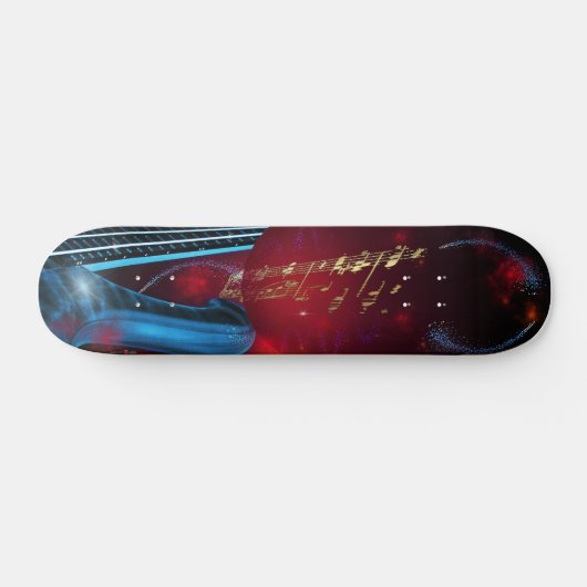 Blauwe gitaar persoonlijk skateboard (Horizontaal)