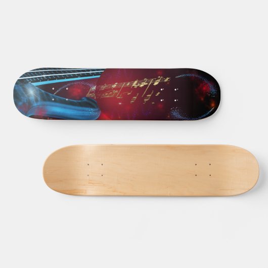 Blauwe gitaar persoonlijk skateboard (Horizontaal)