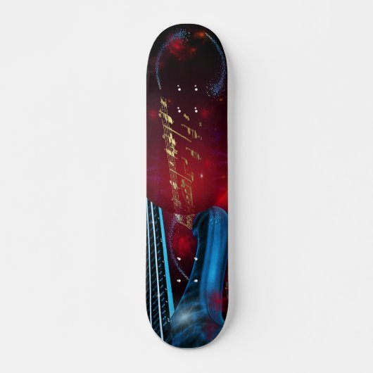Blauwe gitaar persoonlijk skateboard (Voorkant)