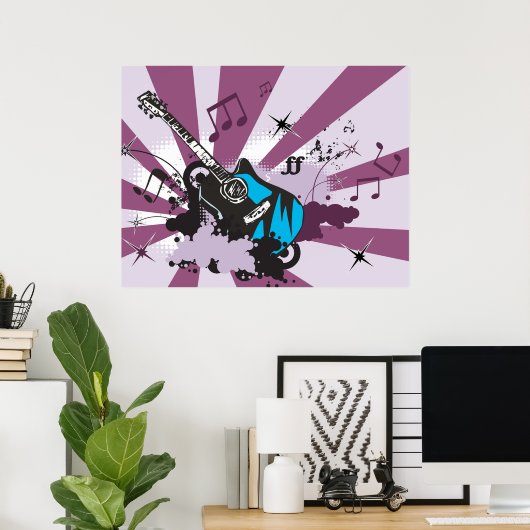 Blauwe gitaar poster (Thuiskantoor)