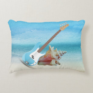 Blauwe gitaar & Seashell Abstract strand Accent Kussen