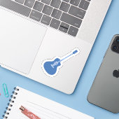 Blauwe gitaar sticker (Laptop met iPhone)
