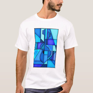 Blauwe gitaar t-shirt