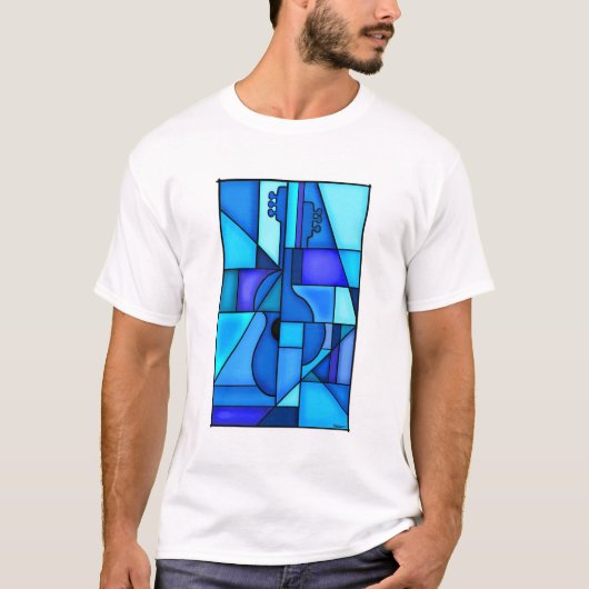 Blauwe gitaar t-shirt (Voorkant)