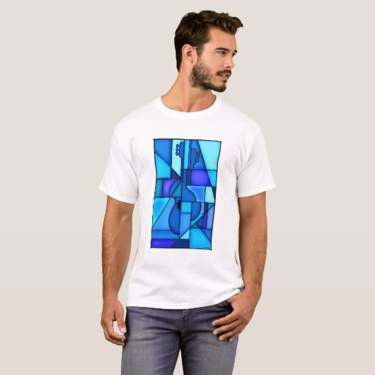 Blauwe gitaar t-shirt (Voorkant volledig)